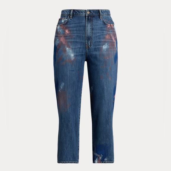 Ralph Lauren High Rise Relaxed Fit Painted Cropped Jeans size 2 (26) - Picture 1 of 7